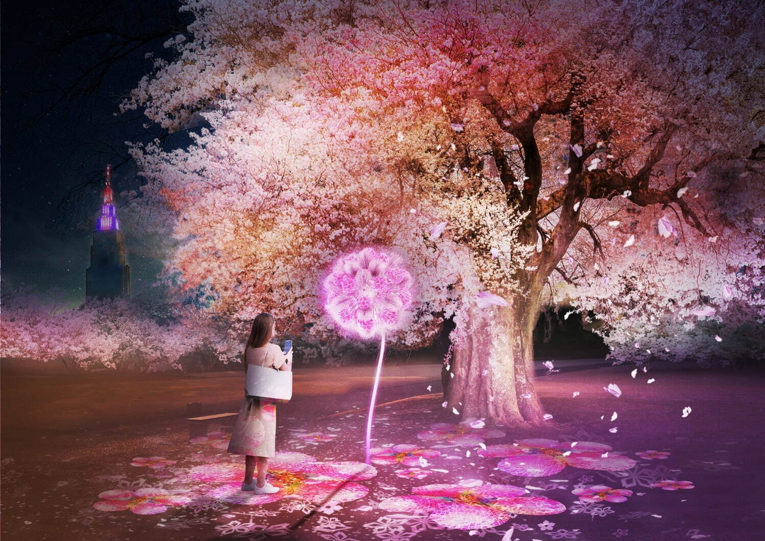 新宿御苑×ネイキッドの“夜桜”ライトアップ、約900本の桜を幻想的な光で彩る｜写真7