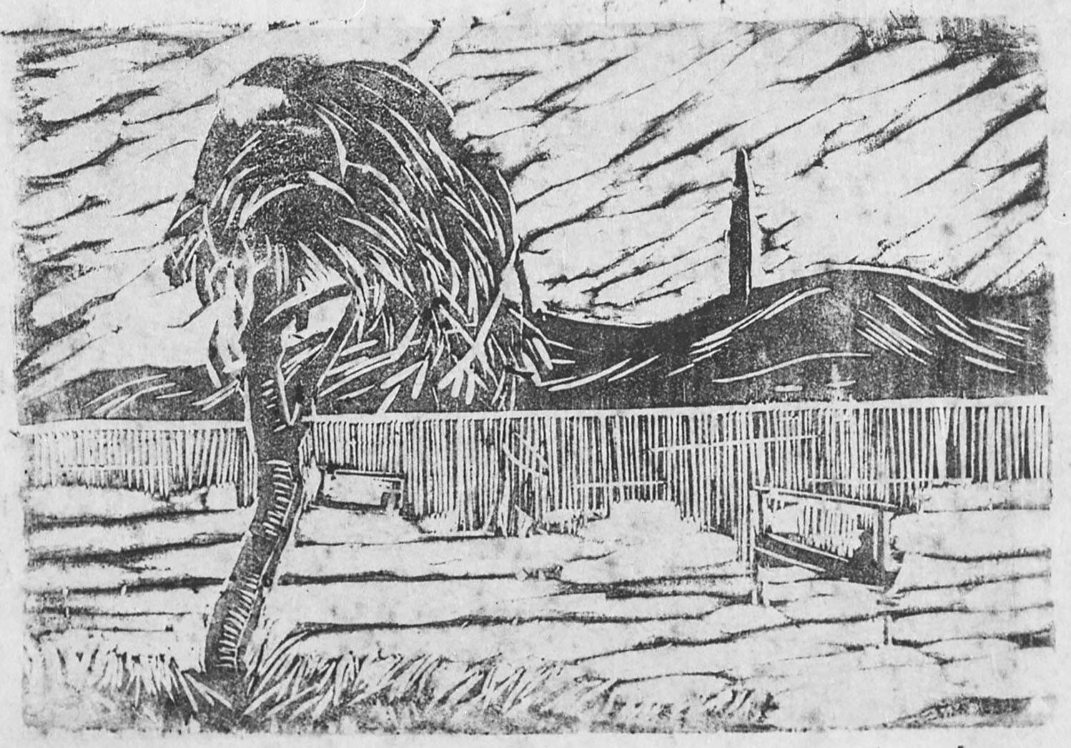 鄭洛耶(鄭川谷) 《風景》 1931年
木版、紙 神奈川県立近代美術館