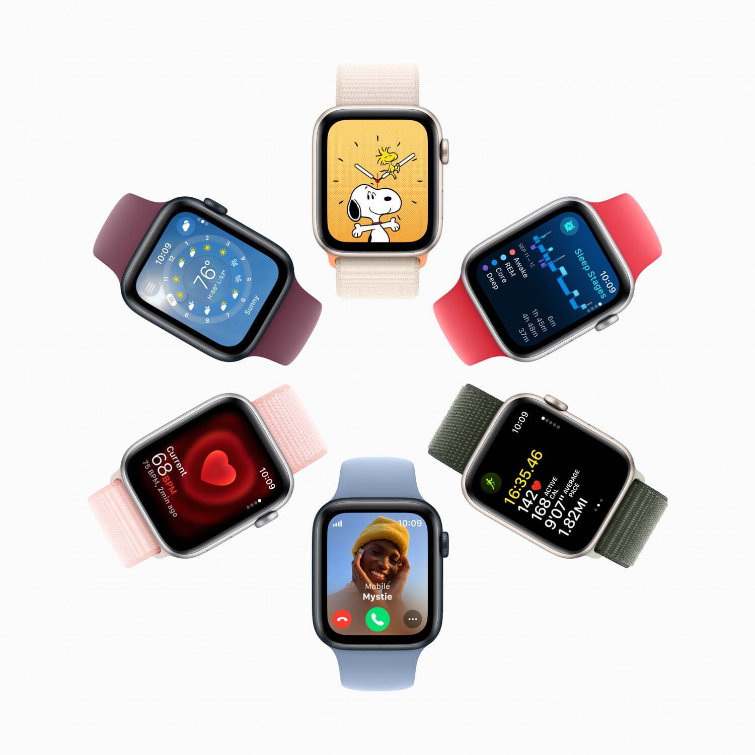 アップル新作「Apple Watch Series 9」画面に触れず操作が可能に！スヌーピーの文字盤も｜写真1