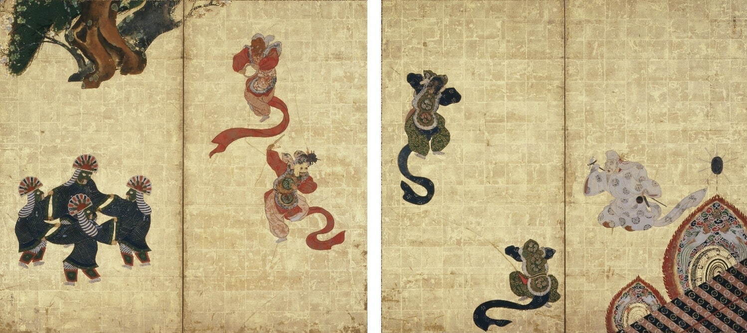 重要文化財 俵屋宗達筆 《舞楽図屏風》 二曲一双
江戸時代 17世紀 画像提供：奈良国立博物館