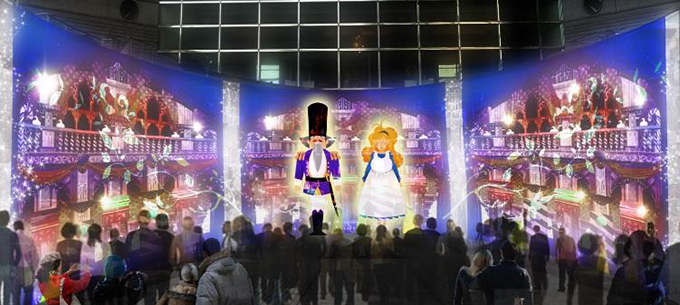 横浜ランドマークタワーのクリスマスイベント -「くるみ割り人形」を題材にプロジェクションマッピング｜写真1
