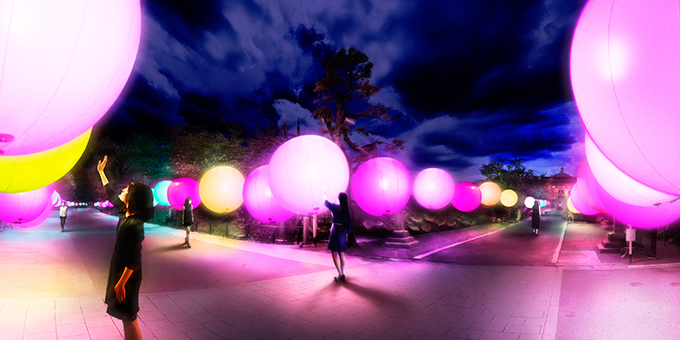 チームラボの新作が「TOKYO数寄フェス」に - 触れる度、光と音が変化する球体が不忍池に連なる｜写真1