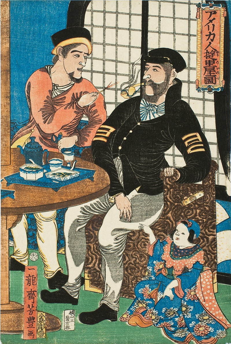 アメリカ人遊里屋図 歌川芳豊(1860年)