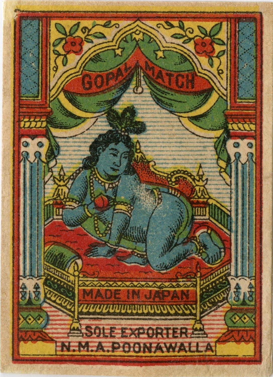 〔インド向け〕のマッチラベル(ヒンドゥー教の神・クリシュナ)