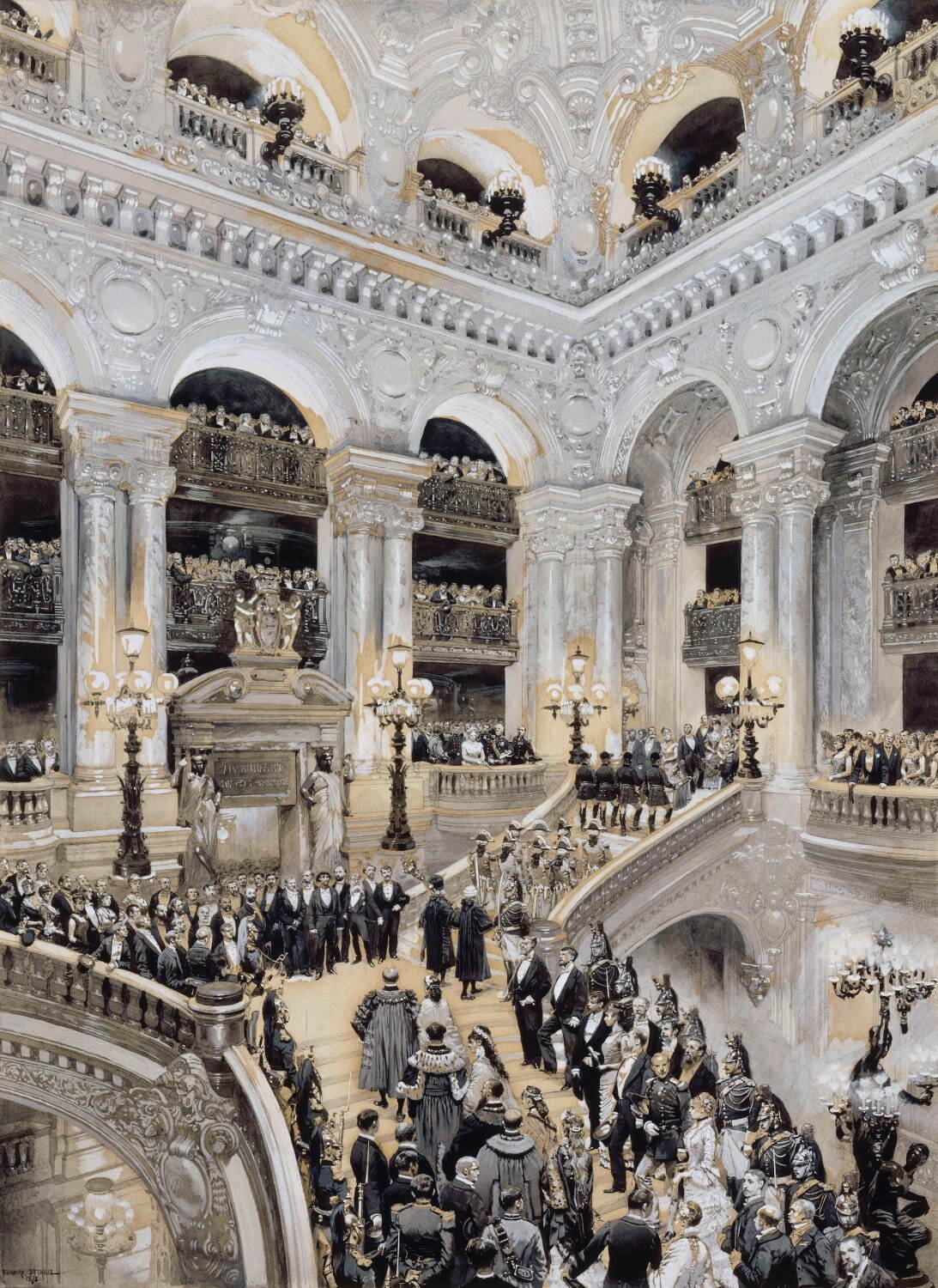 ジャン＝バティスト・エドゥアール・ドゥタイユ《オペラ座の落成式、1875年1月5日》1878年 オルセー美術館(ヴェルサイユ宮殿に寄託)
Photo ©RMN-Grand Palais (Château de Versailles) / Gérard Blot/ distributed by AMF