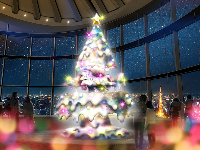 光るメリーゴーランドのクリスマスツリー！増田セバスチャン作の大型ツリーが六本木ヒルズ展望台に｜写真1