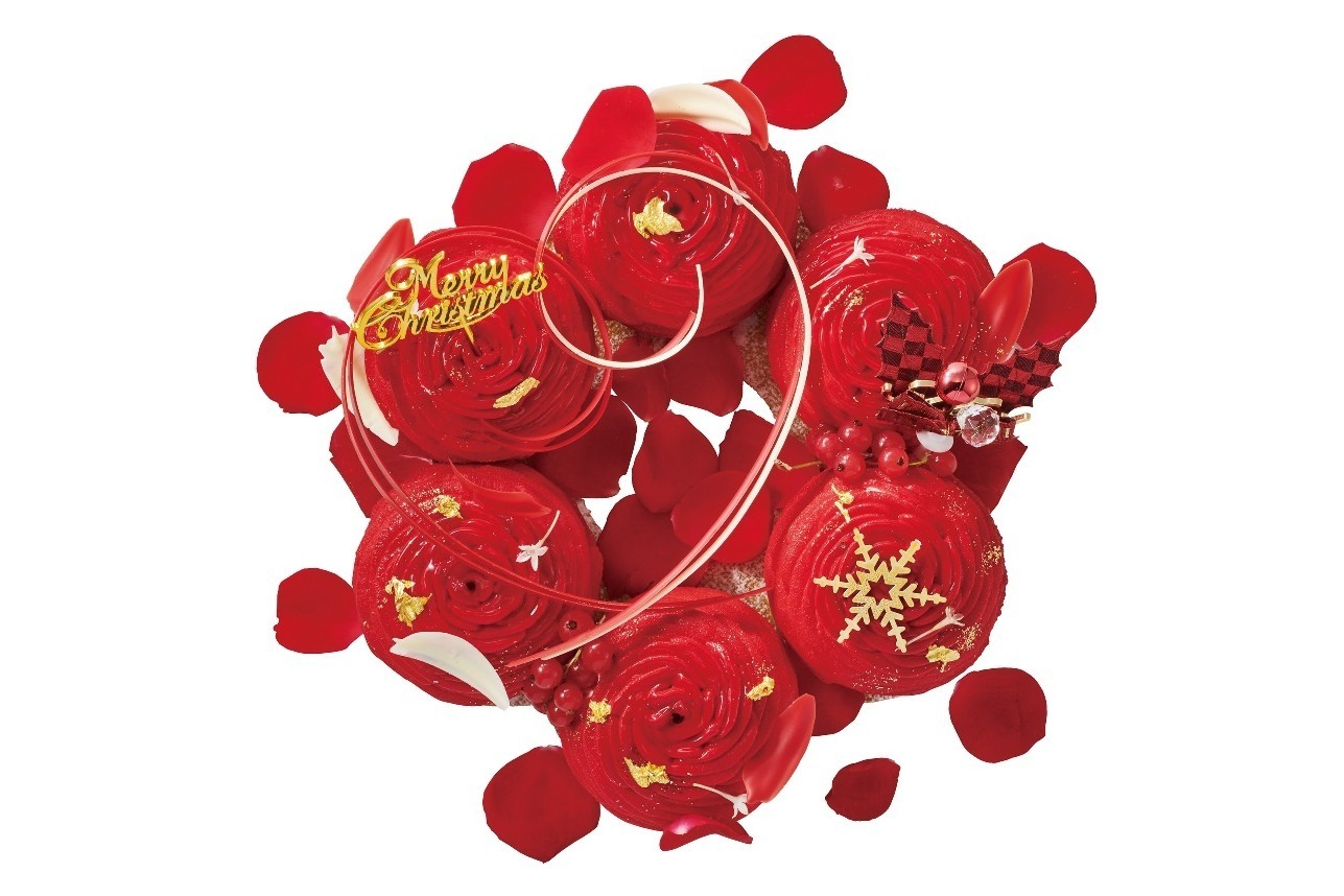 小田急百貨店新宿店22年クリスマスケーキ、真っ赤なバラを連ねた”リース型”ケーキなど