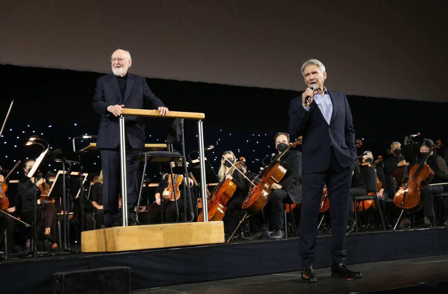 左から)作曲家ジョン・ウィリアムズ、ハリソン・フォード