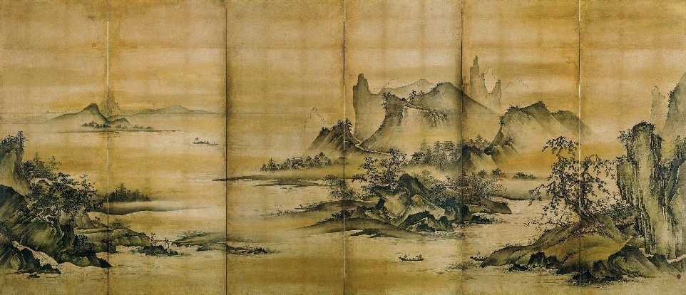 《四季山水図屏風》(右隻) 狩野元信筆 室町時代 香雪美術館蔵