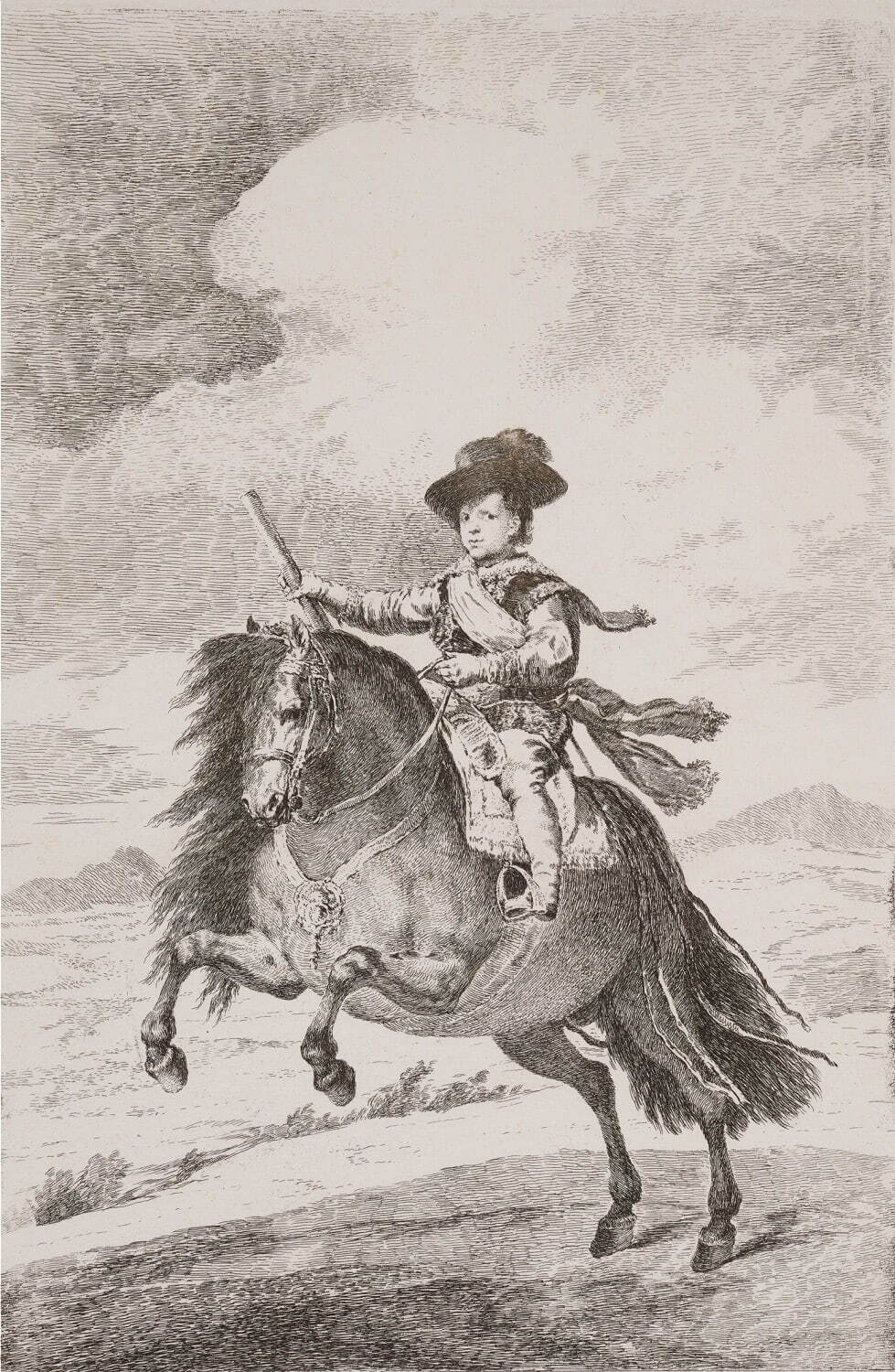 フランシスコ・デ・ゴヤ 《バルタサール・カルロス王太子騎馬像(ベラスケスに基づく)》 1778年 エッチング、ドライポイント 国立西洋美術館