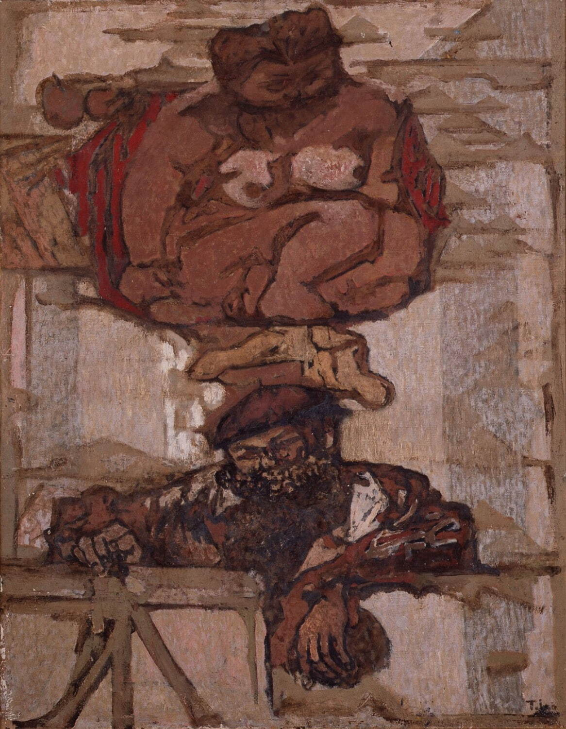 伊藤継郎 《画家と裸婦》 1953年 油彩、布 芦屋市立美術博物館蔵