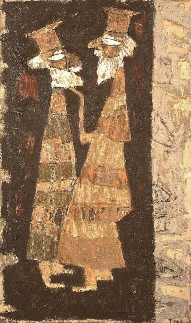 伊藤継郎 《二人の司教》 1968年 油彩、布 芦屋市立美術博物館蔵