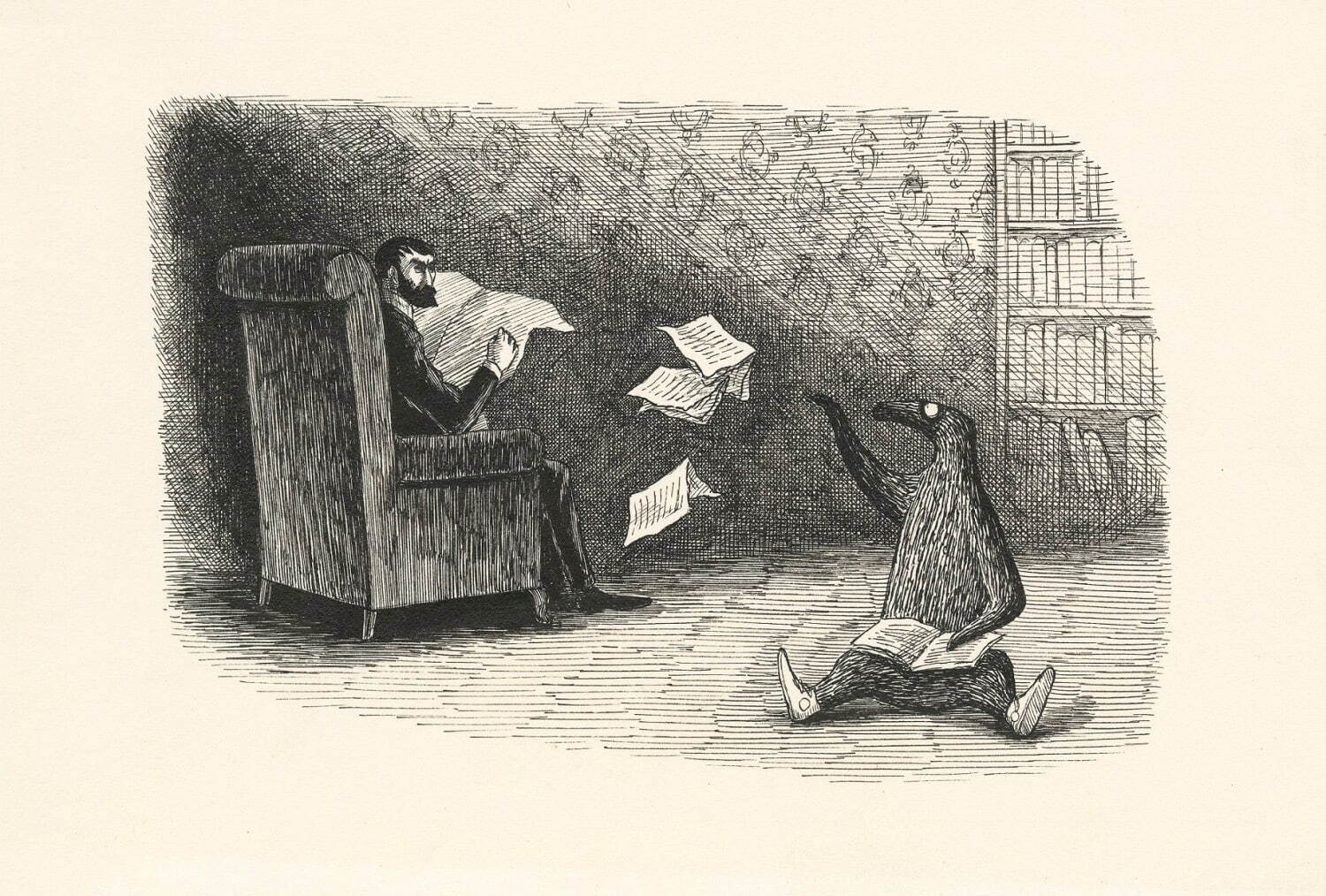 エドワード・ゴーリー 『うろんな客』原画　1957年　ペン、インク、紙
©2022 The Edward Gorey Charitable Trust