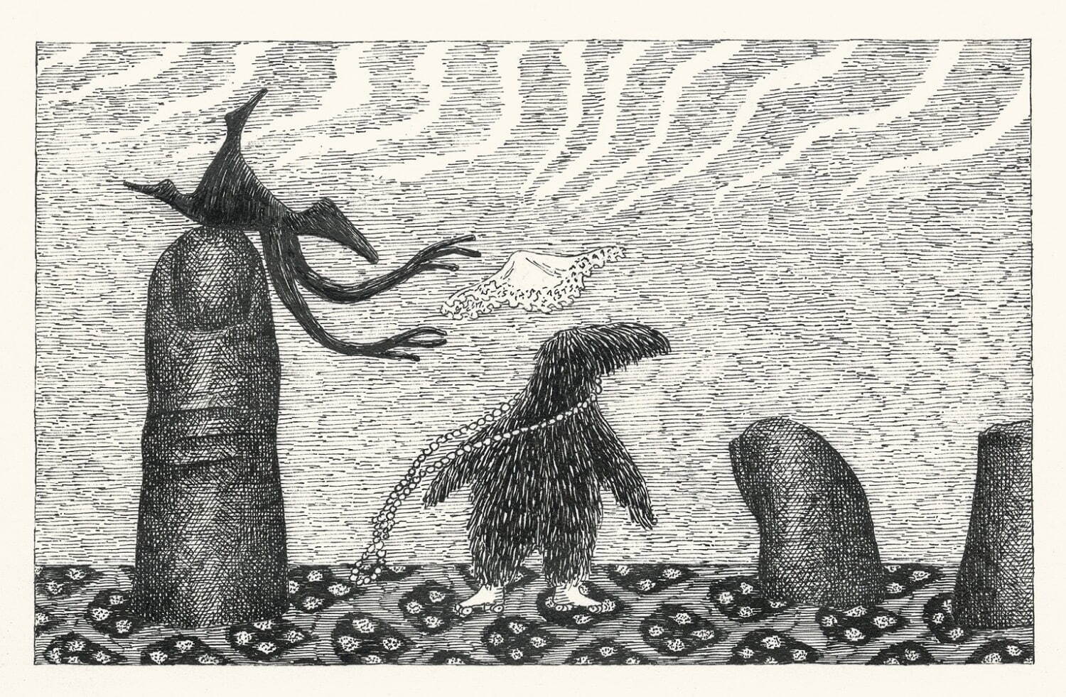 エドワード・ゴーリー 『狂瀾怒濤』原画 1987年 ペン、インク、紙
©2022 The Edward Gorey Charitable Trust