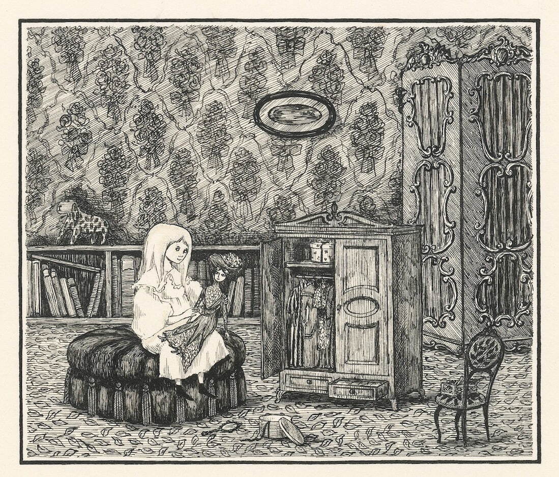 エドワード・ゴーリー 『不幸な子供』原画　1961年　ペン、インク、紙
©2022 The Edward Gorey Charitable Trust