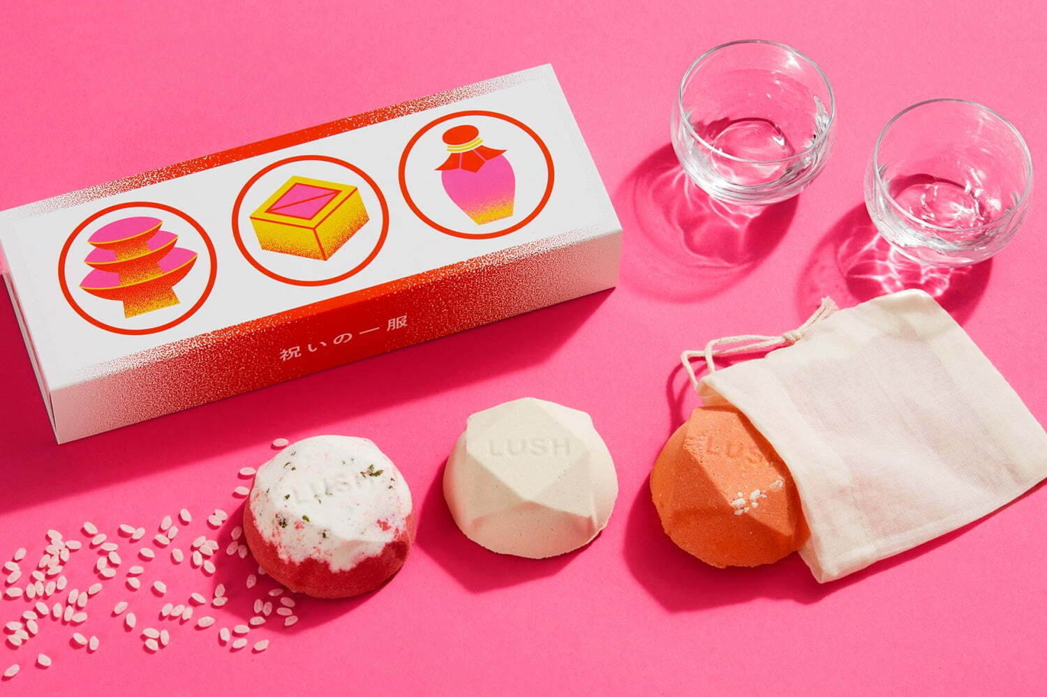 日本酒｜ラッシュ「祝いの一服」“日本酒”着想のバスボムセット、甘酒イメージ＆酒かす入りなど全3種