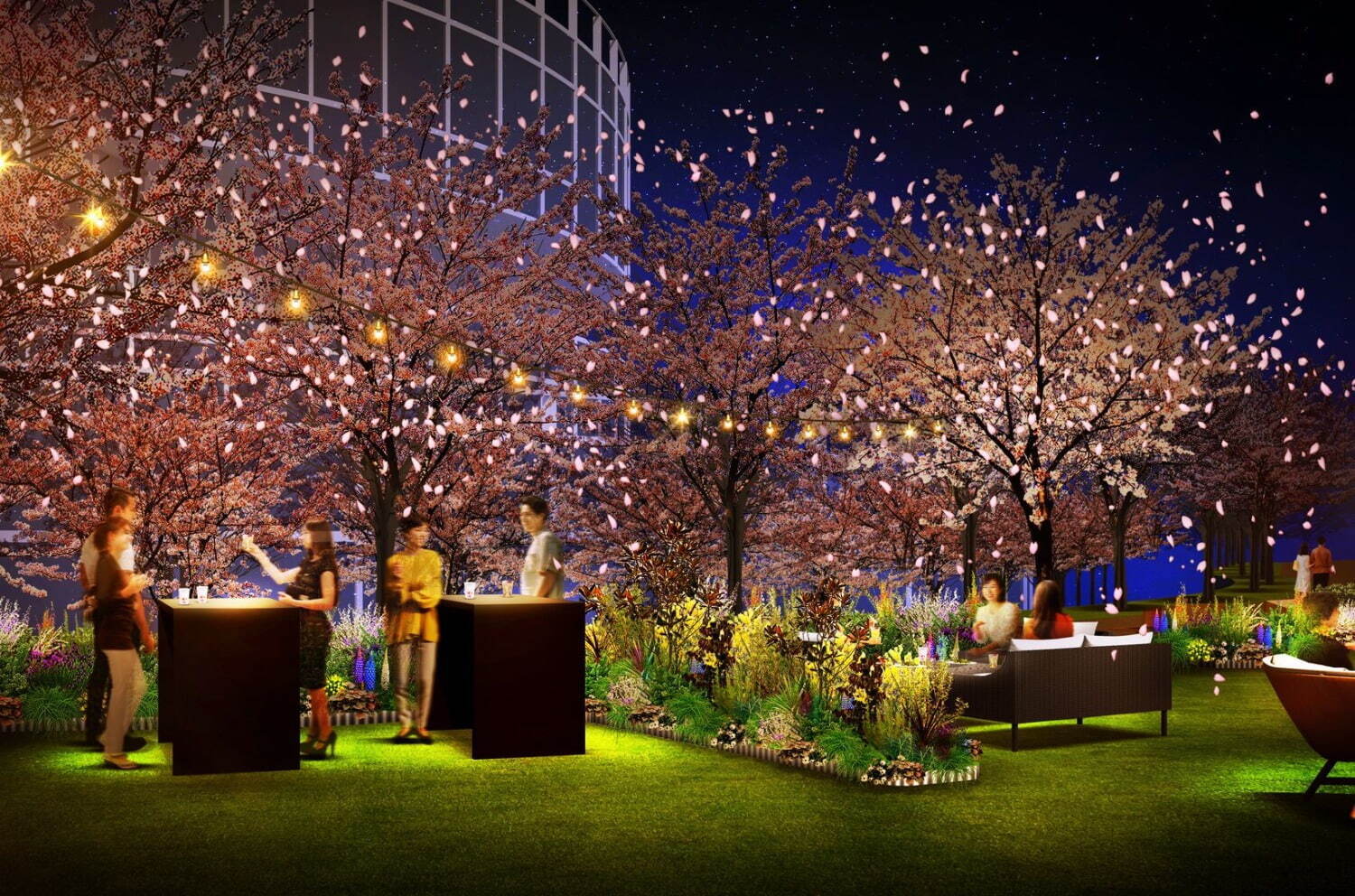 東京ミッドタウン“お花見”を楽しめる屋外ラウンジが登場、春らしい桜スイーツやライトアップも｜写真4