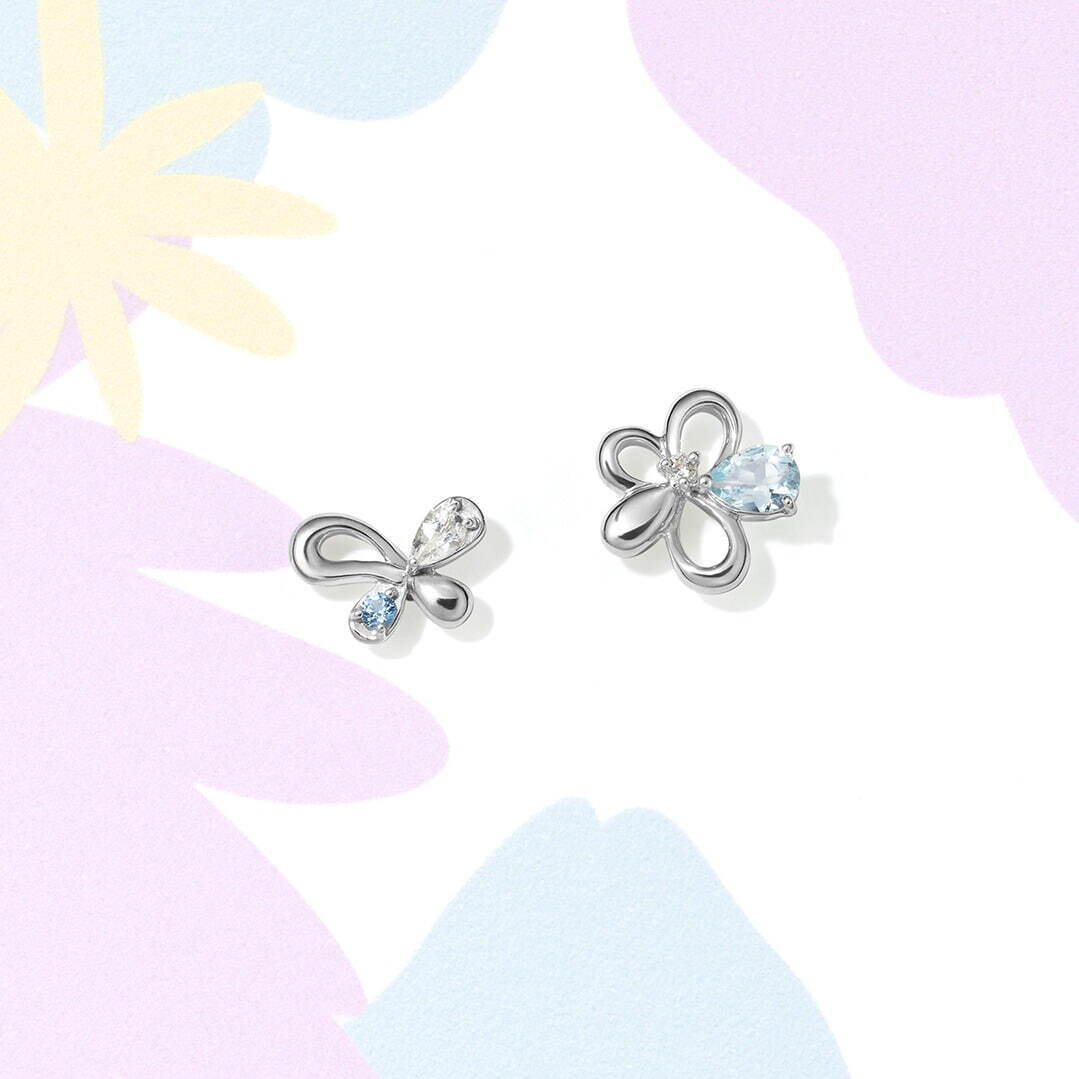 SV(Rhc)Pierced Earrings/Aquamarine/White Topaz/Synthetic Spinel 16,500円