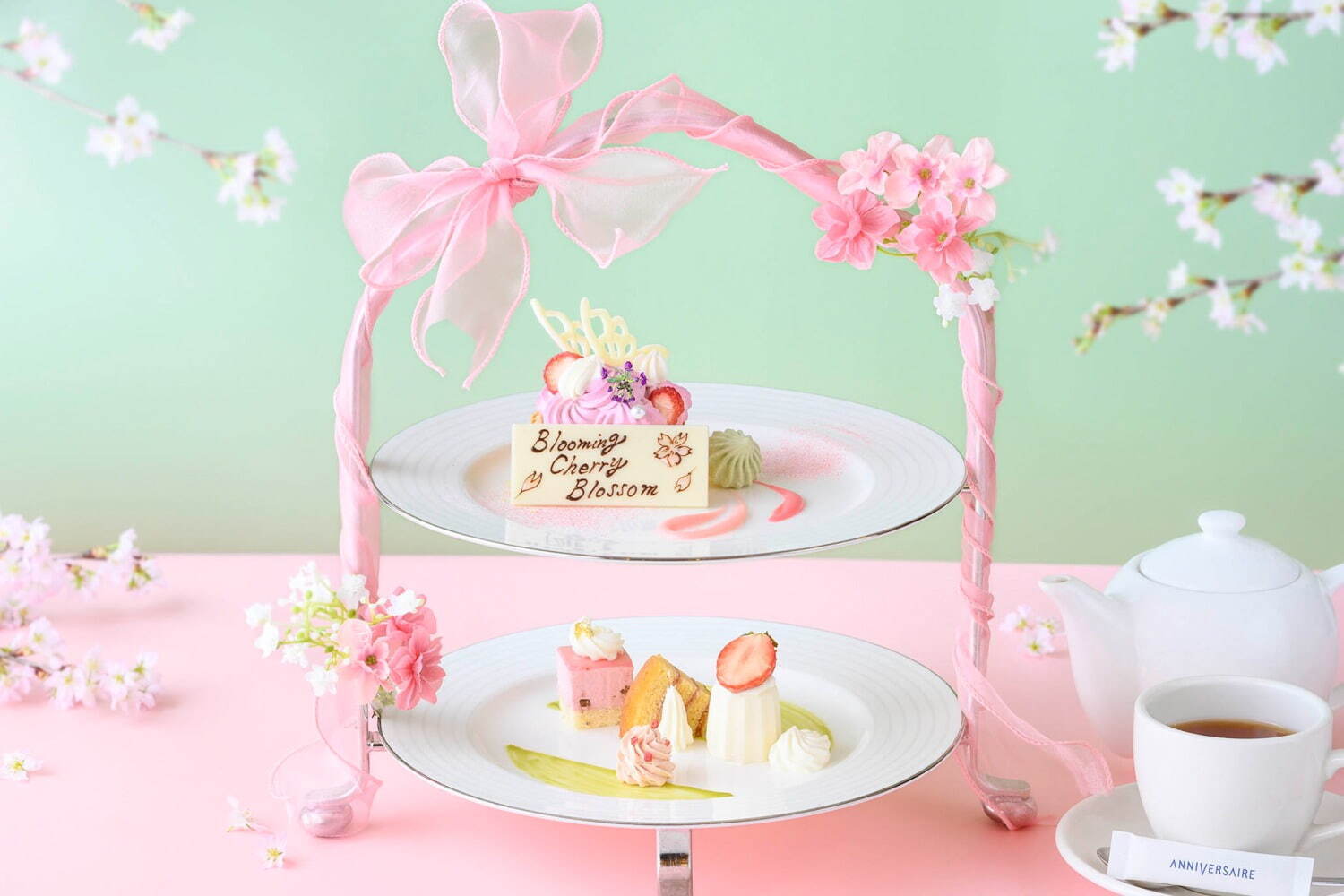 ブランチ｜アニヴェルセルカフェ みなとみらい横浜の春フェア、桜がテーマの生搾りモンブランやアフタヌーンティー