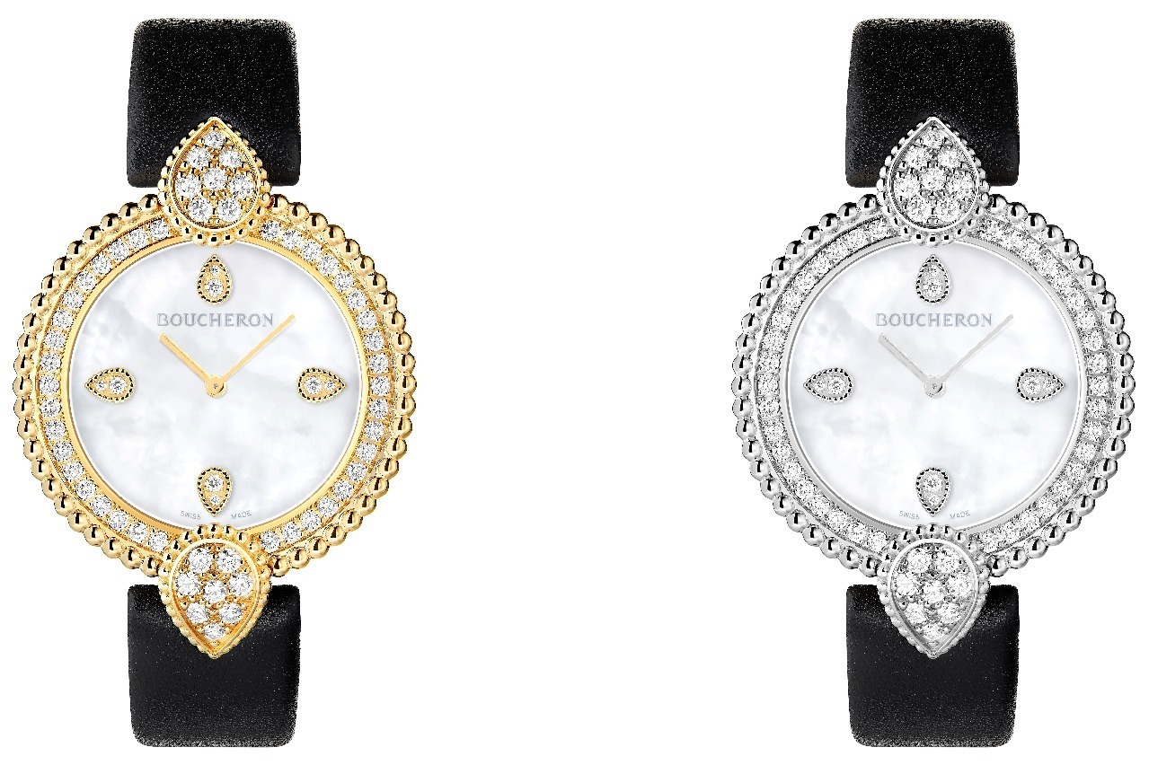 ブシュロン「セルパンボエム」新作ウォッチ、“ドロップ”型の輝くパヴェダイヤモンド×黒レザー