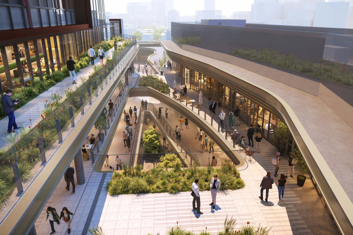 「大井町トラックス」商業空間に飲食やライフスタイルなど約80店舗、歩行デッキに面したアウトモール