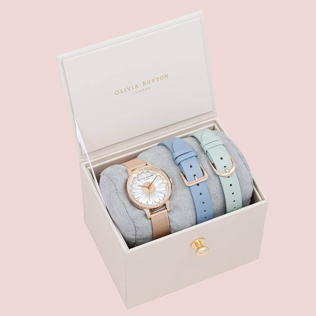 オリビア・バートン“立体デイジー”の腕時計＆付け替えベルトセット、春色チョークブルーやミント｜写真9