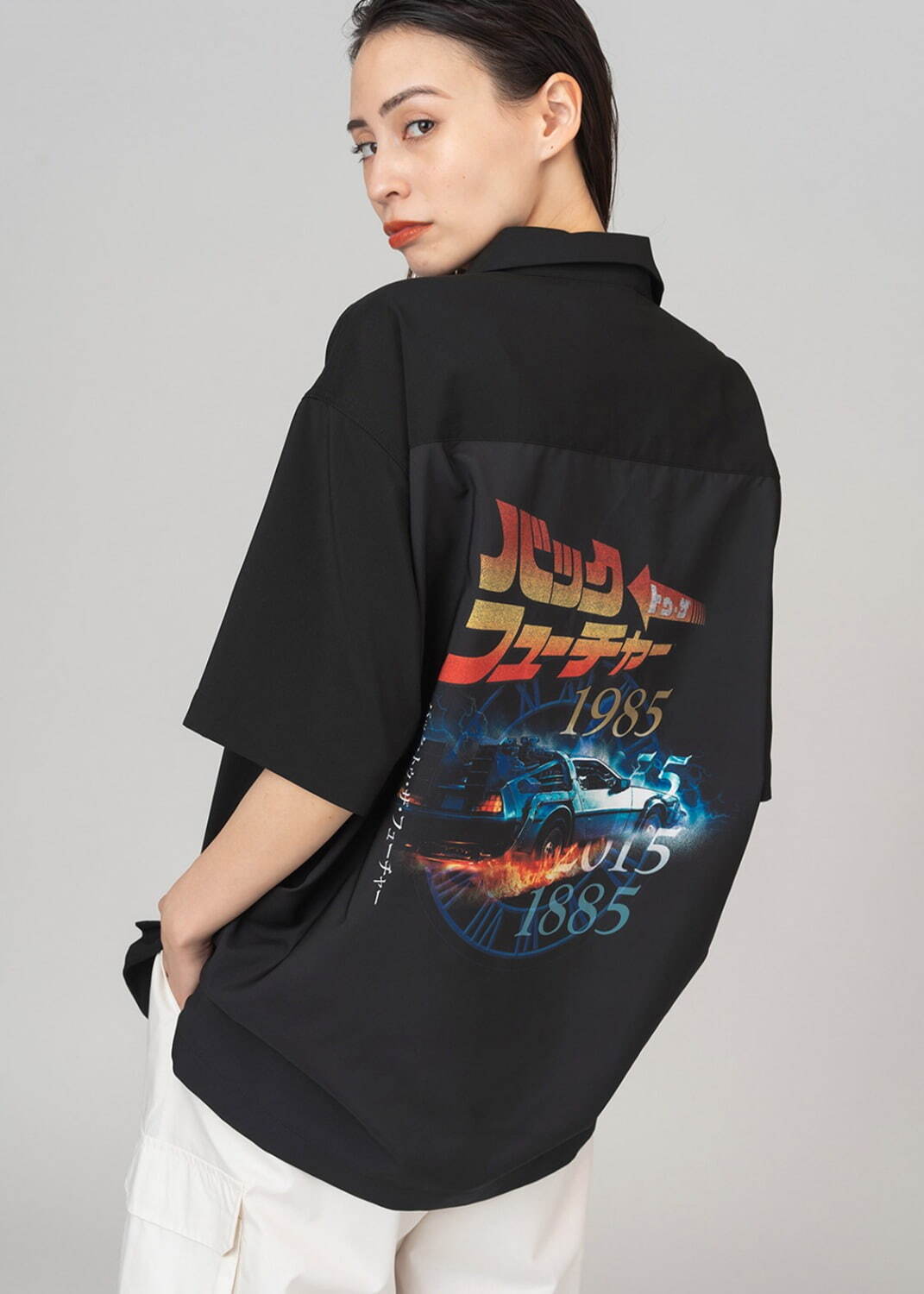 新品 バックトゥザフューチャー 黒 Tシャツ XXL～5XLビッグシルエット