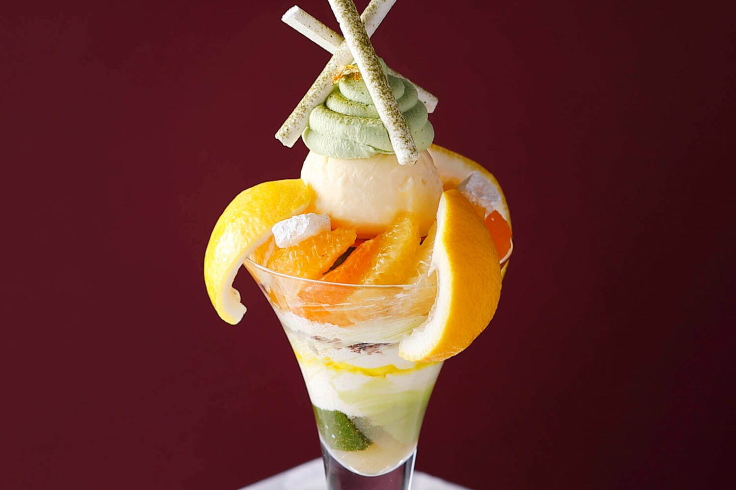 サヴァラン｜資生堂パーラー 銀座本店から国産柑橘×抹茶の限定パフェ、3種の柑橘を使ったサヴァランも