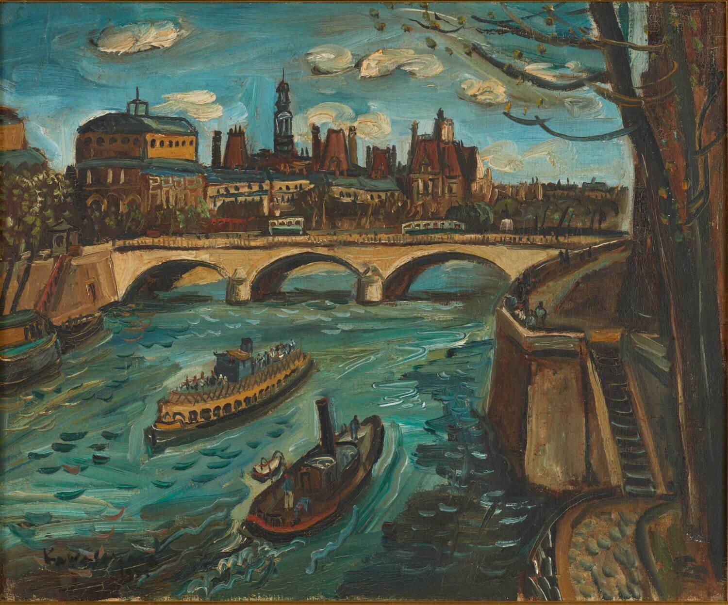 川島理一郎 《セーヌ河の景(ポンヌフ)》 1926年 栃木県立美術館蔵