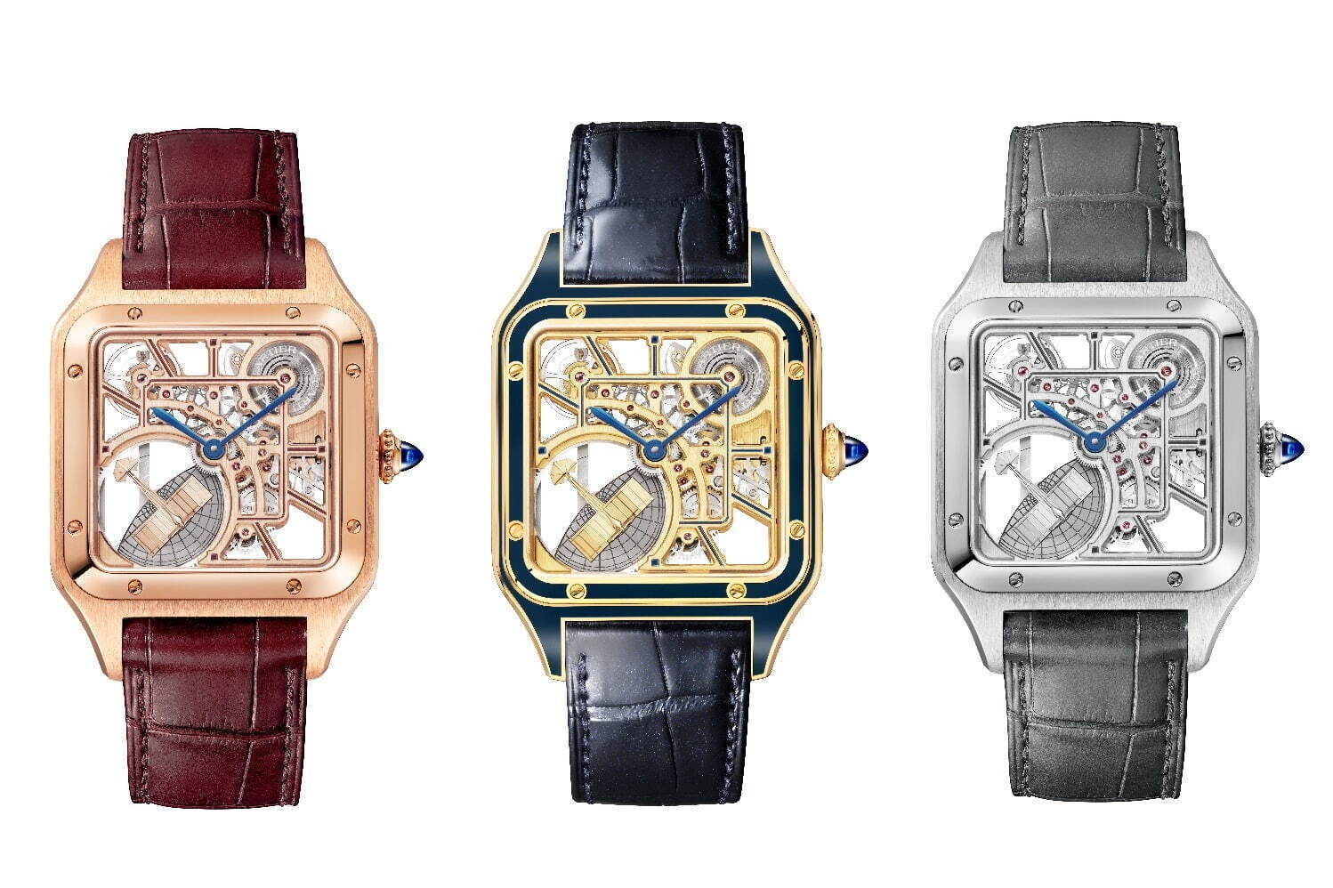 カルティエの腕時計「サントス デュモン」23年新作スケルトンウォッチ、ピンクゴールドケースなど