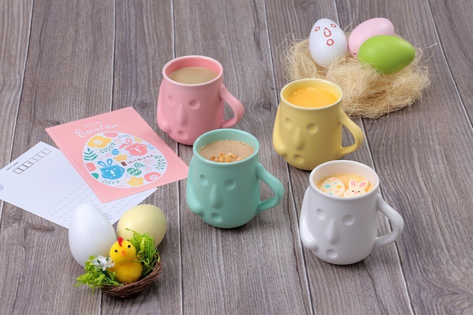 イースター｜「はにわぷりん」イースター限定セット、“うさぎ型チョコ”を飾ったカスタード味＆ほうじ茶味など