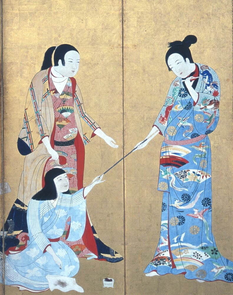 国宝 《婦女遊楽図屏風(松浦屏風)》(部分) 大和文華館蔵