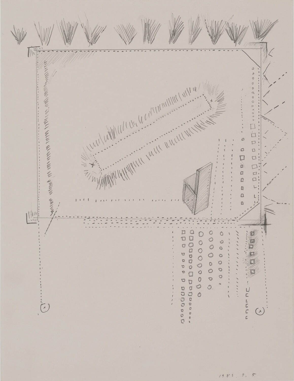 若林奮 《無題》 1983年
紙、鉛筆 28.1×21.6cm 武蔵野美術大学 美術館・図書館蔵