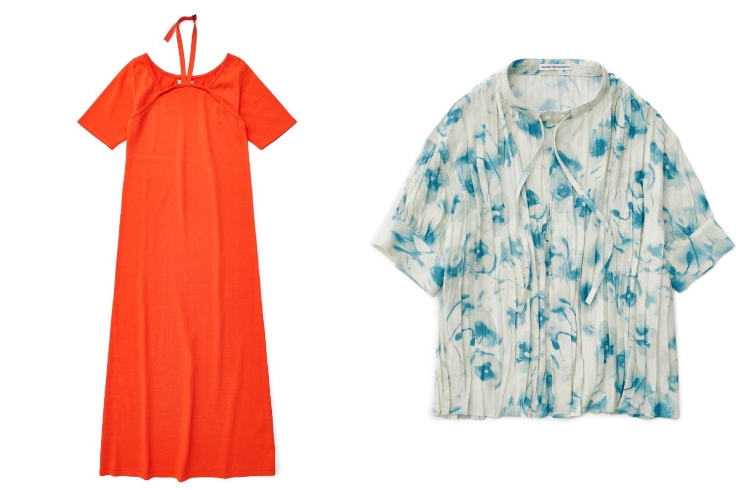 アカネ ウツノミヤ、ホルターネック仕様のニットワンピ＆花柄プリーツブラウス - ザ トウキョウ別注