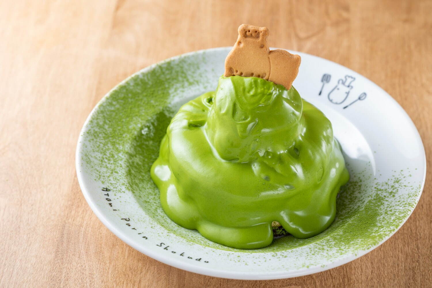 抹茶がけ抹茶プリンパンケーキDX 1,400円＜ドライブイン熱海プリン食堂 限定＞