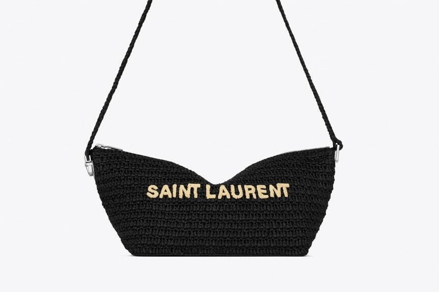 サンローランのメンズボディバッグ「ル・ラフィア」新作、ブラック×ベージュのラフィア素材で