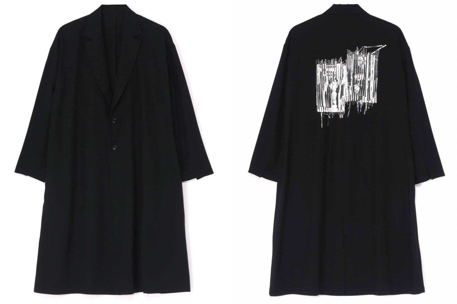 山本耀司｜リミ フゥ×河村康輔が初コラボ、フォトコラージュ＆ロゴアートを配した黒ロングジャケットやTシャツ