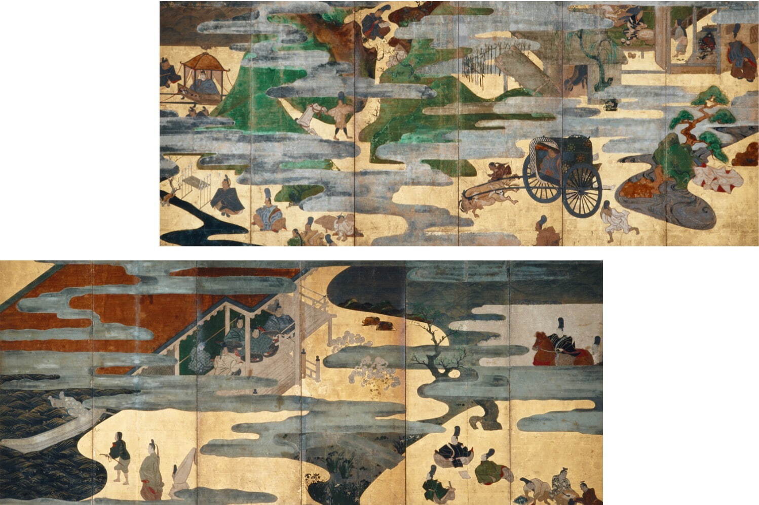 《伊勢物語図屏風》 宗達派 桃山-江戸時代 17世紀