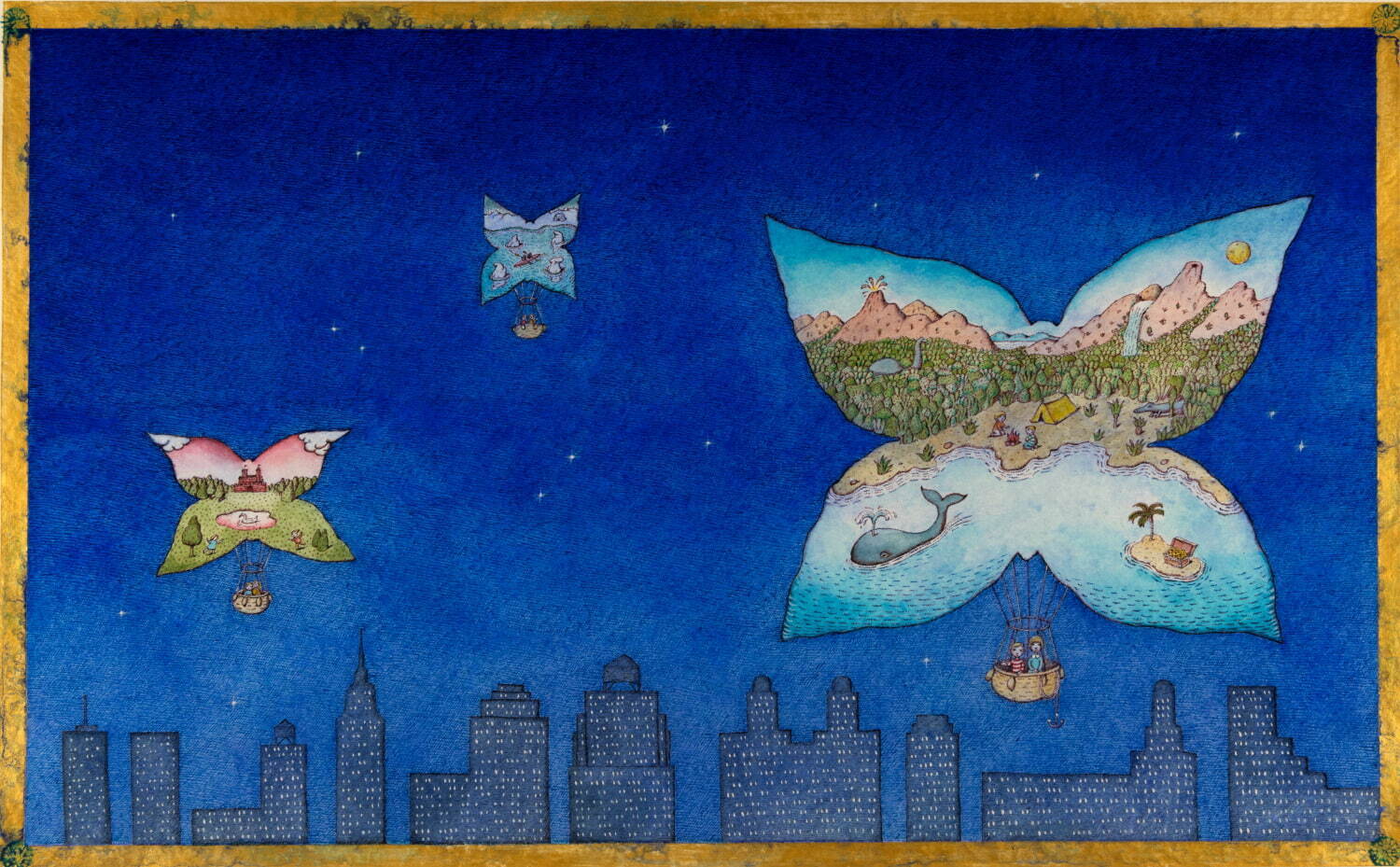 《ハッピー・チルドレン》 原画 1998年頃 Ⓒ Peter Sís/エリック・カール絵本美術館寄託