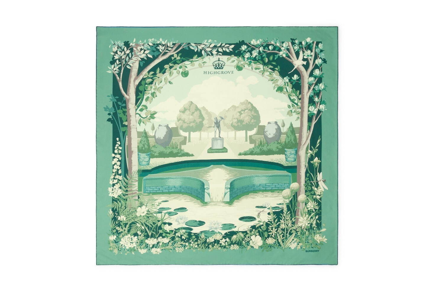 バーバリー“英国王の庭園”モチーフの限定スカーフ、美しい草花や噴水をプリント｜写真1