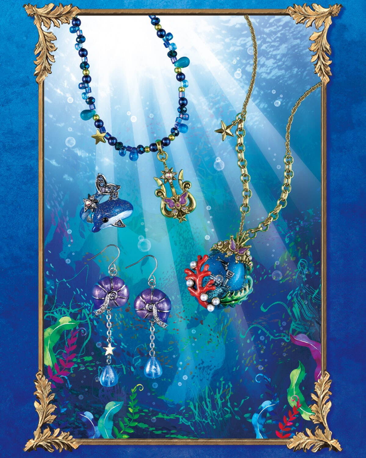 アナ スイ“深海世界”イメージのアクセサリー、イルカのリング＆アンモナイトのネックレスなど｜写真1