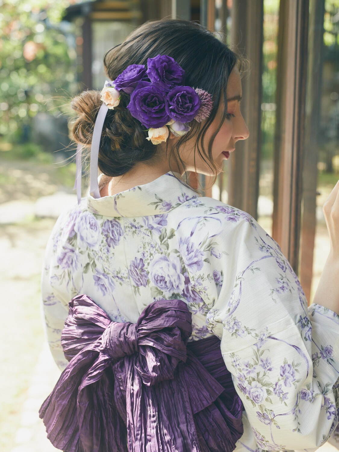 メゾン ド フルール2023年新作フレンチローズ浴衣、バラとカタバミの花