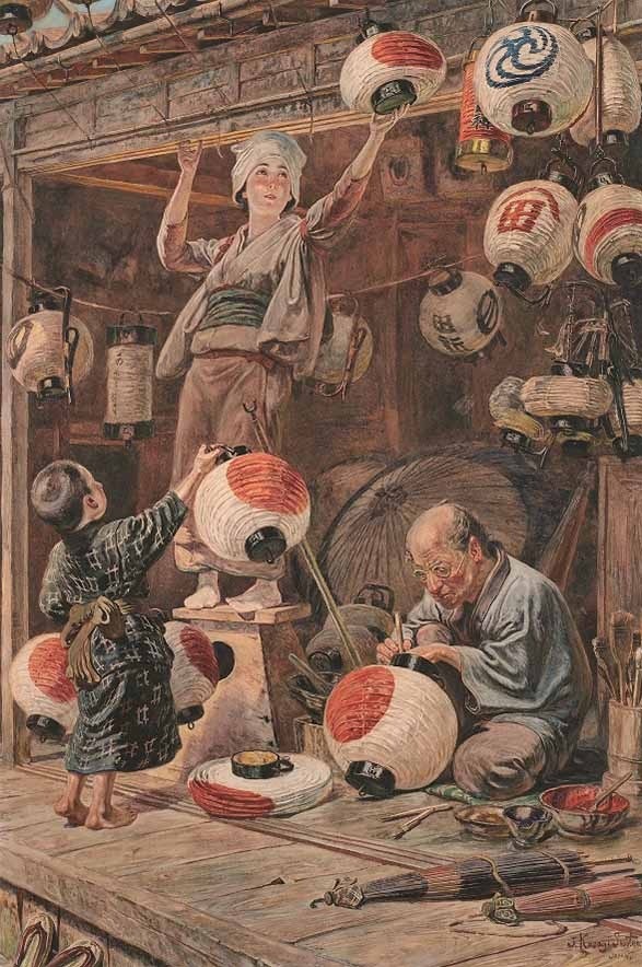 笠木治郎吉 《提灯屋の店先》