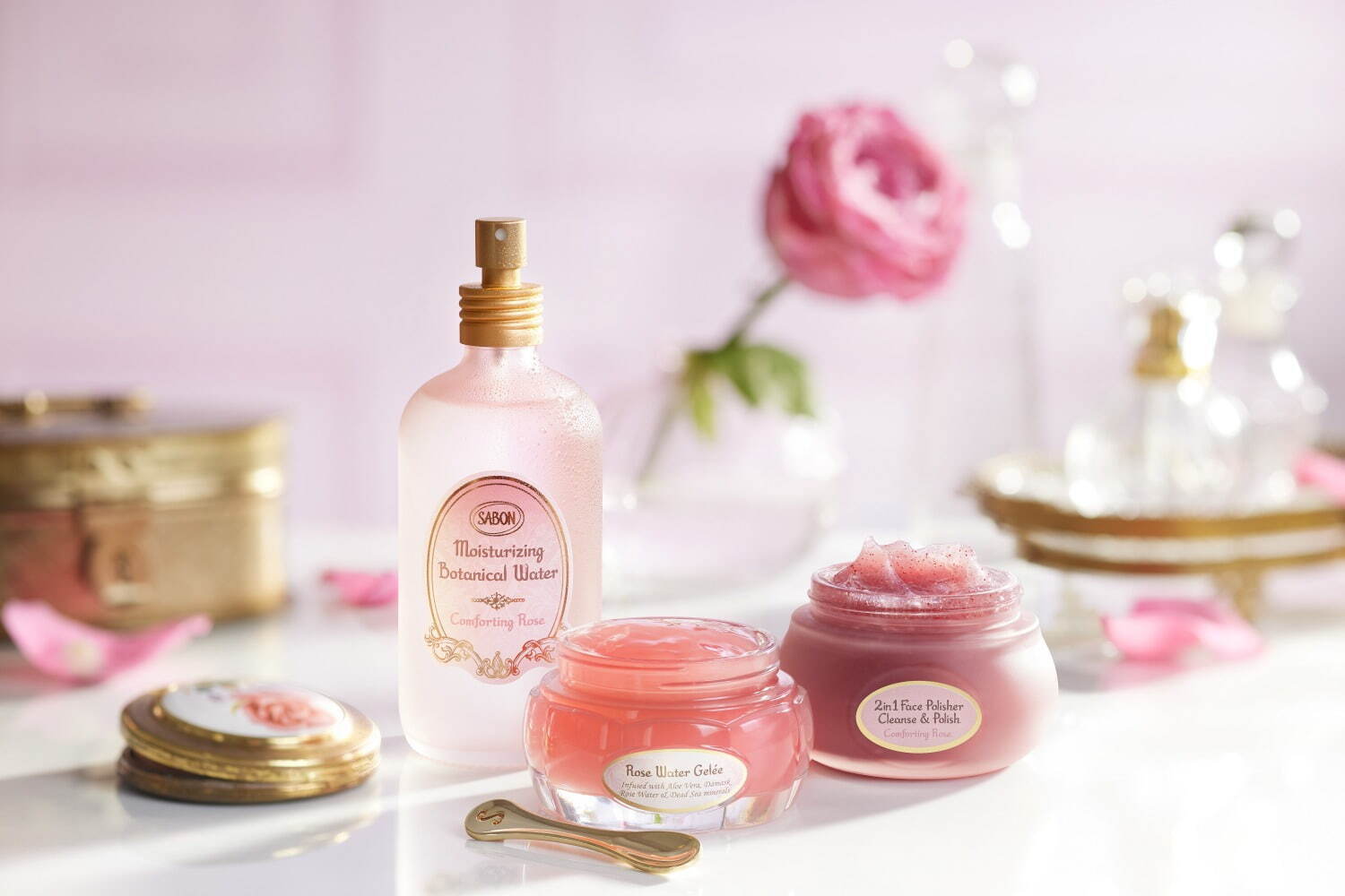 SABON“ローズの香り”23年夏スキンケア、とろけるスクラブ洗顔＆ふんわり微粒子ミスト｜写真1