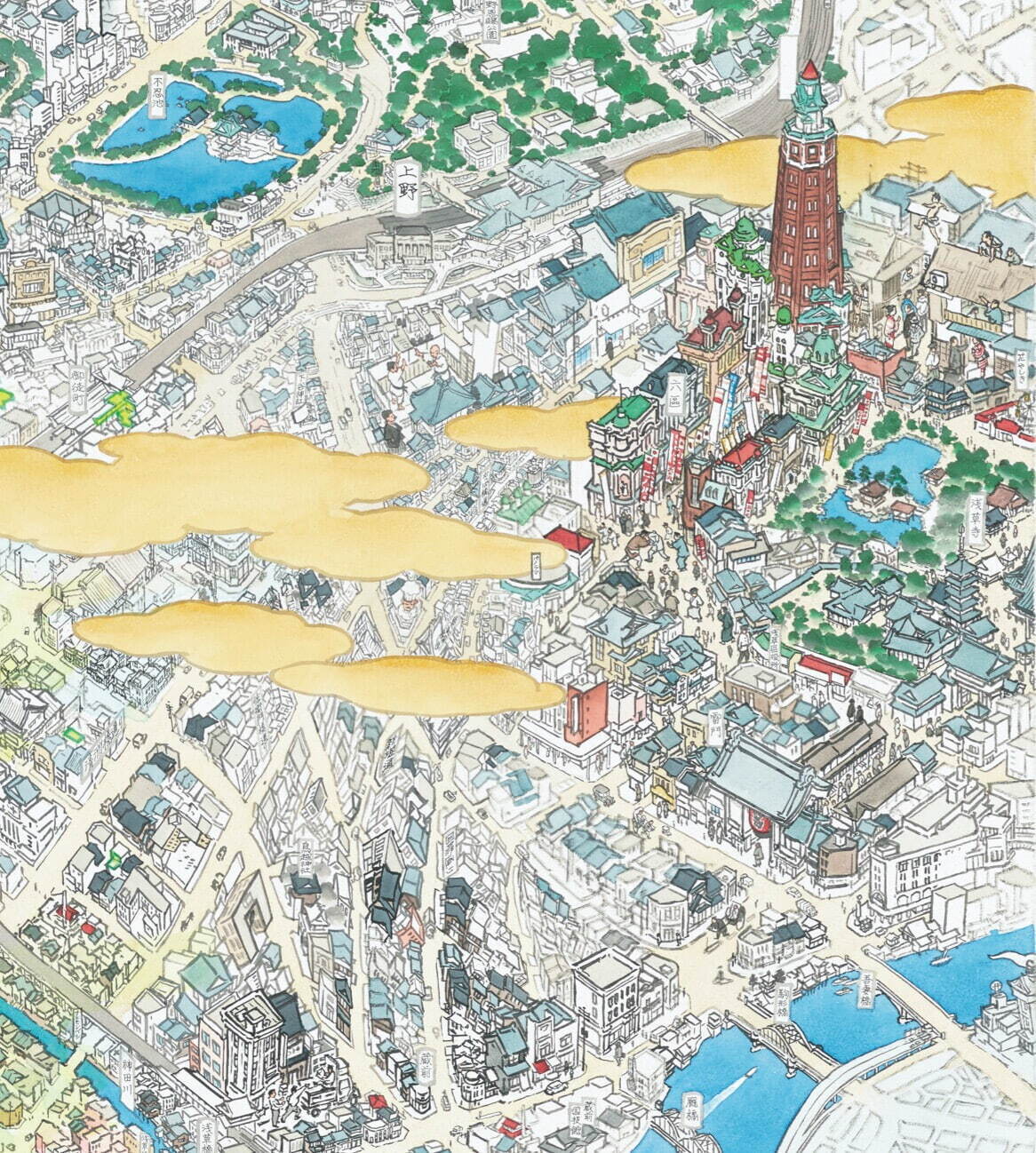 山口晃 《東京圖》(部分図)　2018-23年　作家蔵
©YAMAGUCHI Akira, Courtesy of Mizuma Art Gallery