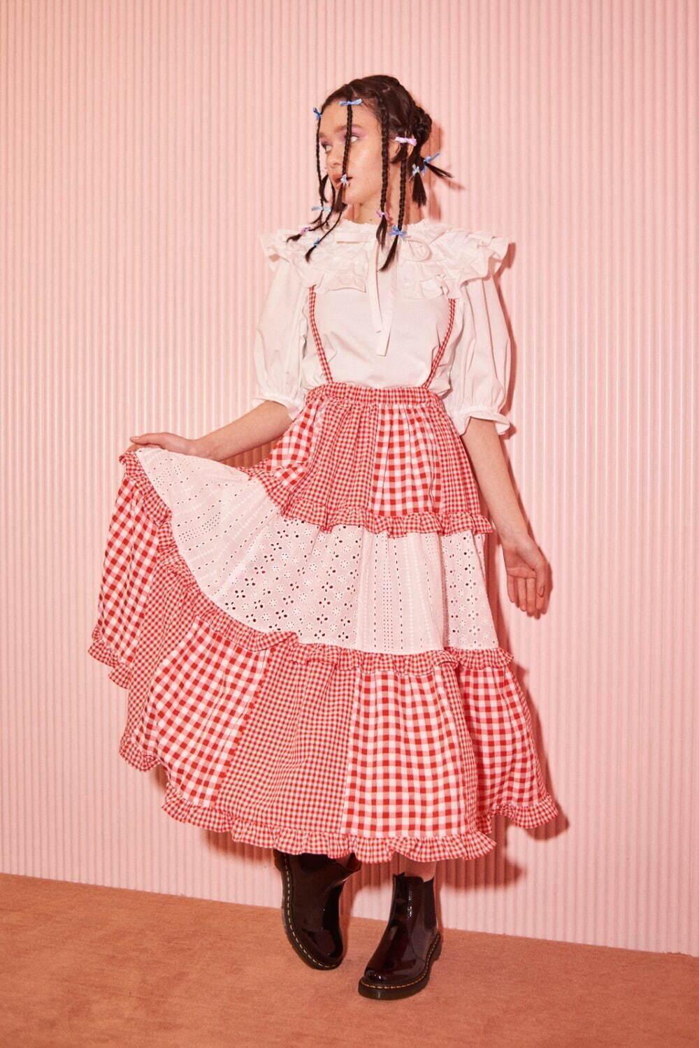 キャンディストリッパー23年夏新作、大きな襟付きドレス＆ギンガムチェックのフリルワンピ｜写真2
