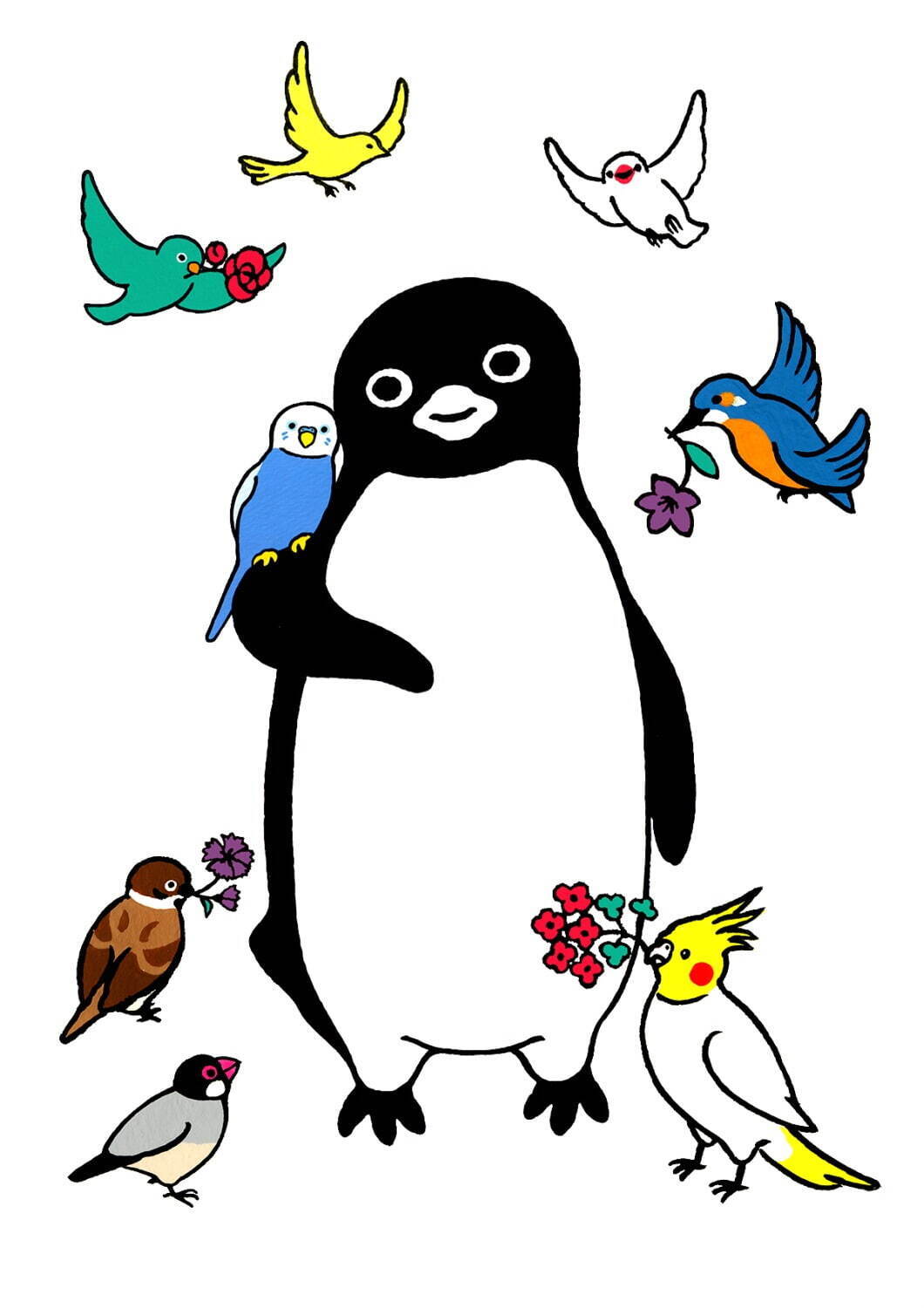 版画《ペンギン花鳥園》198,000円(直筆サイン入り・限定50部)