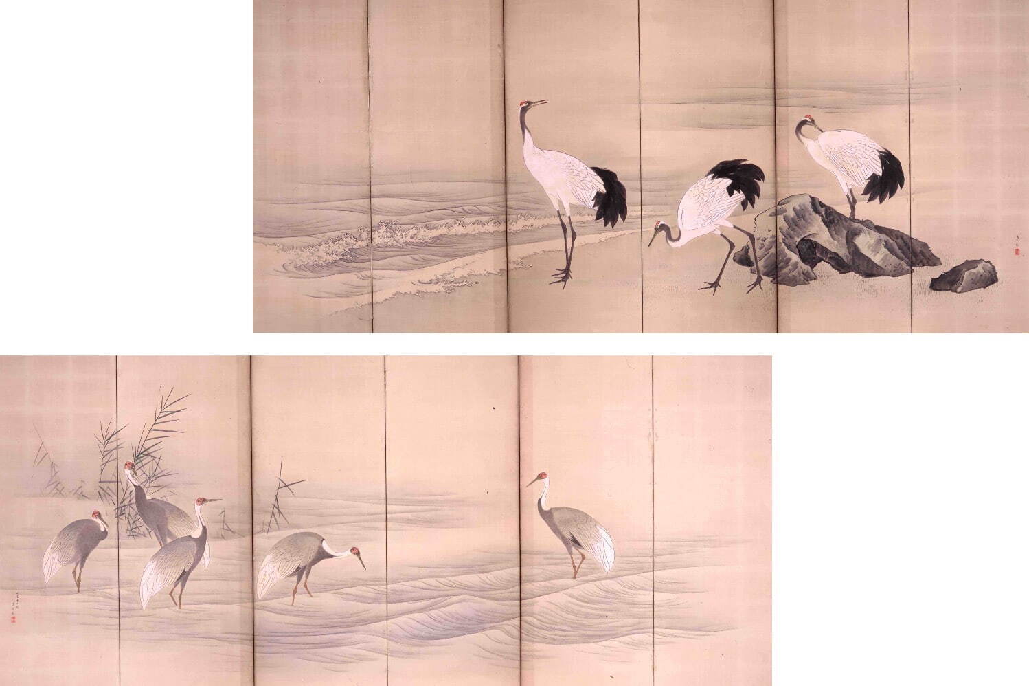 吉村孝敬 《水辺群鶴図》 1832年