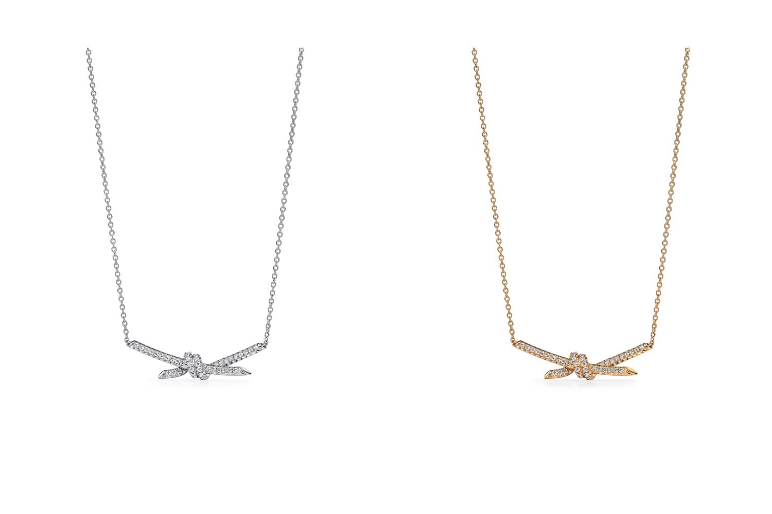 「ティファニー ノット」“結び目”モチーフの新ジュエリー、煌めくホワイトゴールドのネックレスなど