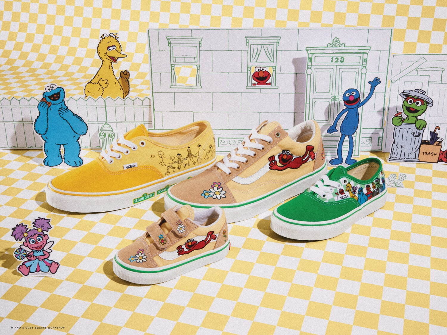 VANS「セサミストリート」コラボスニーカー、エルモやビッグバードが 